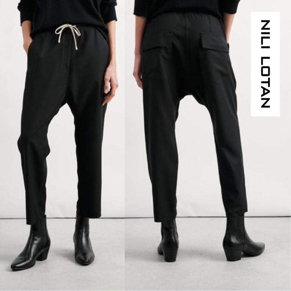 Nili Lotan - Women’s Aida Drop Waist Pants - Black - Size Large